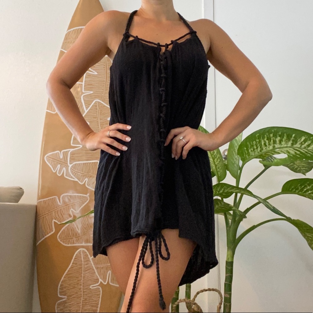 Jen’s Pirate Booty Black Halter Cotton Dress